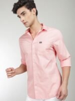 The Indian Garage Co Men Peach-Coloured Comfort Cotton Casual Shirt