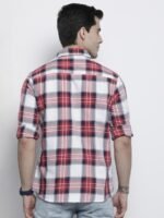 The Indian Garage Co Men Red Comfort Tartan Checks Checked Casual Shirt
