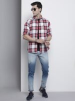The Indian Garage Co Men Red Comfort Tartan Checks Checked Casual Shirt