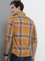 The Indian Garage Co Men Yellow Comfort Checked Regular Fit Casual Shirt