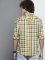 The Indian Garage Co Men Yellow & White Checked Casual Shirt