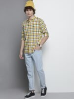 The Indian Garage Co Men Yellow & White Checked Casual Shirt