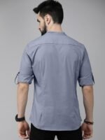 The Roadster Lifestyle Co. Men Grey Solid Mandarin Collar Slim Fit Casual Shirt