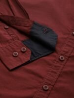 The Roadster Lifestyle Co. Men Maroon Pure Cotton Solid Sustainable Casual Shirt