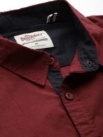 The Roadster Lifestyle Co. Men Maroon Pure Cotton Solid Sustainable Casual Shirt