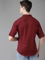 The Roadster Lifestyle Co. Men Maroon Pure Cotton Solid Sustainable Casual Shirt