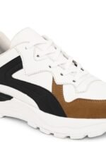 The Roadster Lifestyle Co. Men White & Brown Colourblocked Comfort Insole Sneakers