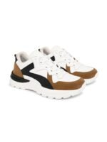 The Roadster Lifestyle Co. Men White & Brown Colourblocked Comfort Insole Sneakers