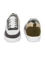 The Roadster Lifestyle Co. Men White & Olive Green Colourblocked Lightweight Sneakers