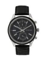 Titan Men Black Leather Analogue Watch 1733KL01