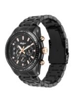 Titan Men Black Patterned Dial & Black Stainless Steel Bracelet Style Straps Analogue Watch 90077KM04