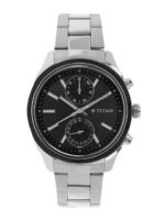 Titan Men Black & Silver-Toned Analogue Watch NK1733KM01