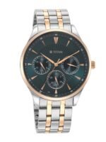 Titan Men Blue Dial & Stainless Steel Bracelet Style Straps Analogue Watch 90127KM02