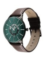 Titan Men Green Printed Dial & Brown Leather Straps Analogue Watch