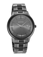 Titan Men Grey Dial & Gunmetal Toned Straps Analogue Watch 90142QM02