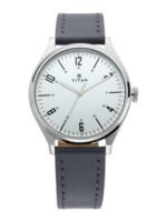 Titan Men Silver-Toned Analogue Leather Watch 1802SL02