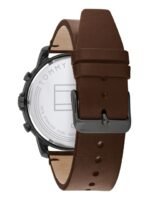 Tommy Hilfiger Men Gunmetal-Toned Dial & Brown Leather Straps Chronograph Watch TH1791799W