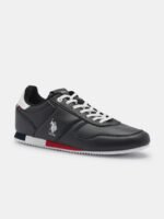 U S Polo Assn Men Black Colourblocked PU Sneakers