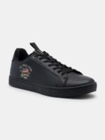 U S Polo Assn Men Black Printed PU Sneakers