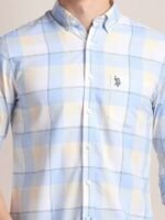 U.S. Polo Assn. button-down collar Long Sleeves Checked Casual Cotton Shirt