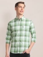 U.S. Polo Assn. Checked Button Down Collar Oxford Cotton Shirt