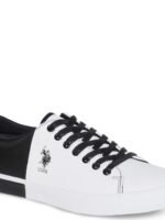 U.S. Polo Assn. Men White & Black Colourblocked Sneakers