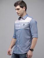 U.S. Polo Assn. Pure Cotton Tailored Fit Horizontal Stripes Opaque Casual Shirt