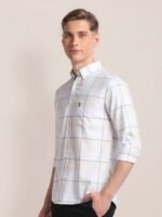 U.S. Polo Assn. Windowpane Checks Checked Spread Collar Cotton Casual Shirt