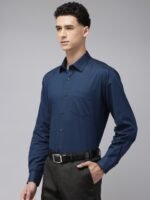 Van Heusen Pure Cotton Custom Fit Self Striped Opaque Formal Shirt