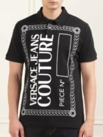 Versace Jeans Couture Men Typography Polo Collar T-shirt