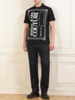 Versace Jeans Couture Men Typography Polo Collar T-shirt