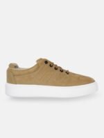 Woodland Men Round Toe Leather Sneakers