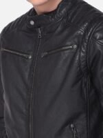 Woods Men Black Leather Water Resistant Leather Jacket