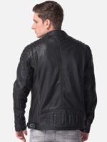 Woods Men Black Leather Water Resistant Leather Jacket