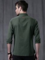 WROGN Men Green Slim Fit Solid Casual Shirt