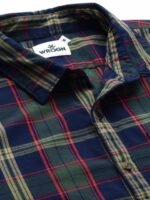 WROGN Men Navy Blue & Olive Green Slim Fit Checked Casual Shirt