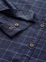 WROGN Men Navy Blue & Red Slim Fit Checked Casual Shirt