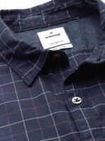 WROGN Men Navy Blue & Red Slim Fit Checked Casual Shirt