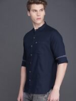 WROGN Men Navy Blue Slim Fit Casual Shirt