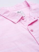 WROGN Men Pink & White Slim Fit Striped Pure Cotton Casual Shirt