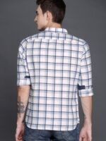 WROGN Men White & Blue Slim Fit Checked Casual Shirt